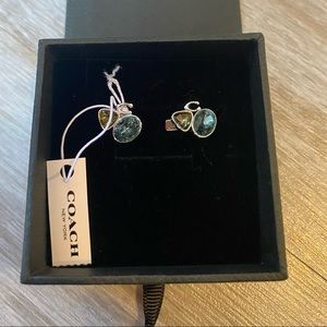 NWT COACH Green and Blue Earrings!